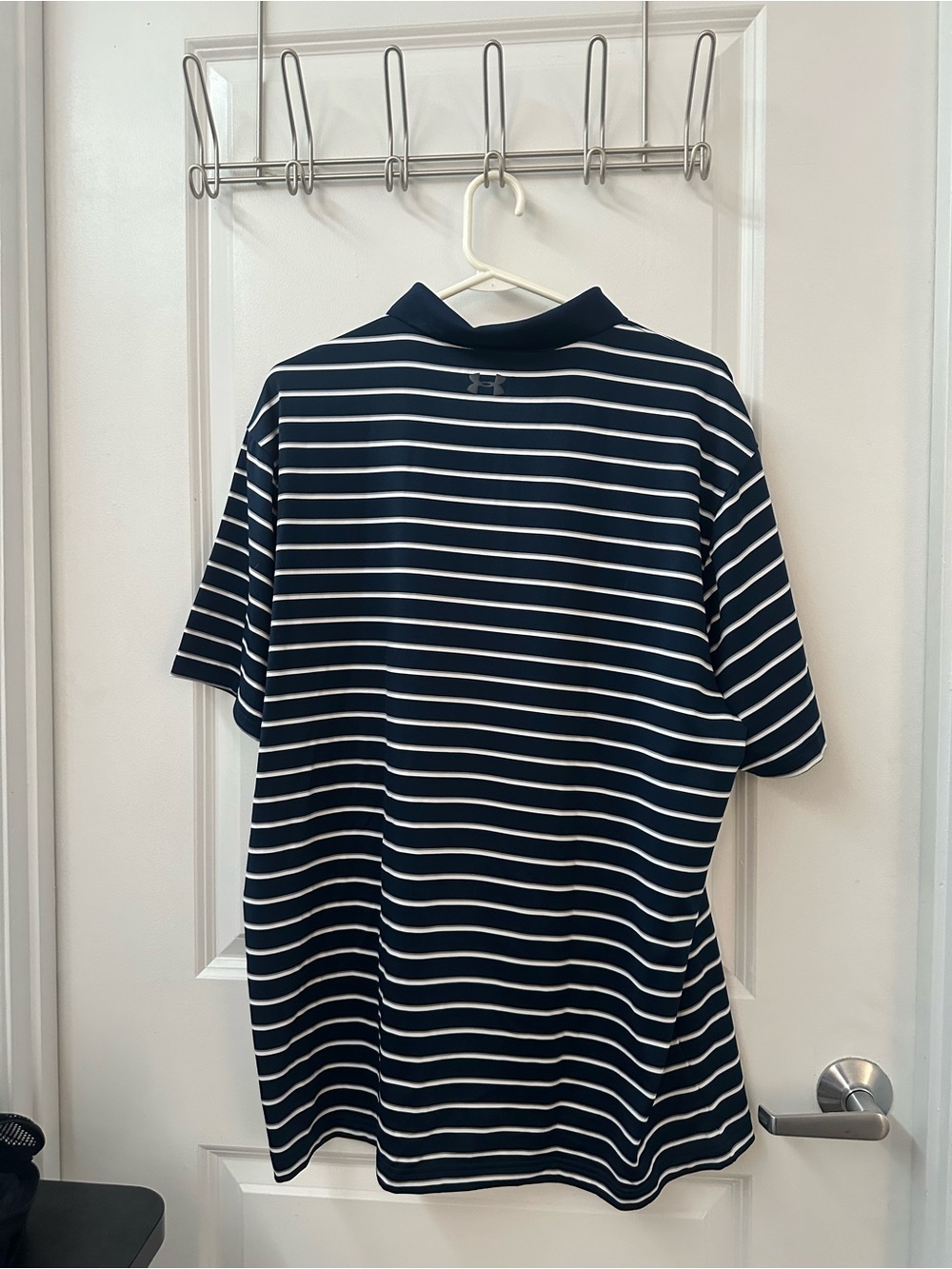 Under Armour Men's Navy & White Striped Polo - Picture 2 of 2